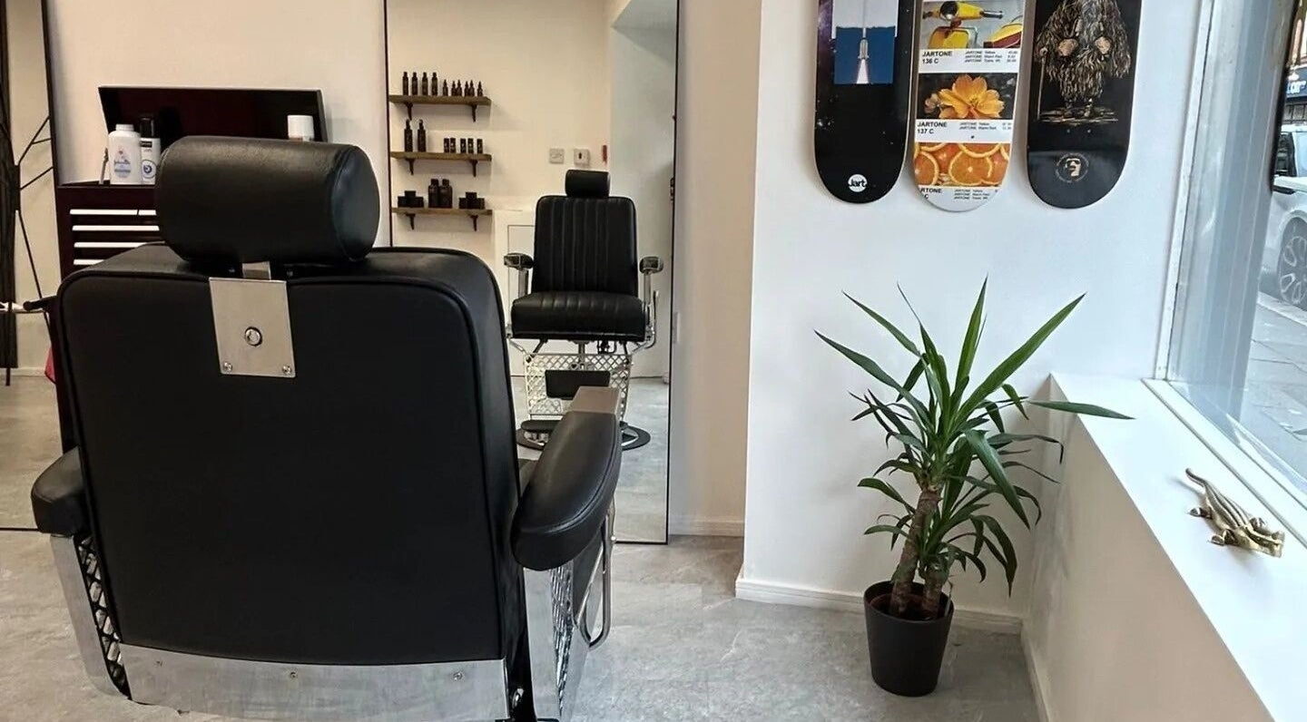 Stylish barber chair at Handsome Jacks Shawlands, Glasgow, Scotland, GB reflecting modern grooming ambiance.