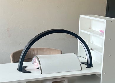 Modern nail station at Fefesnailboutique in Akasia, Gauteng, ZA featuring sleek design and manicure tools.