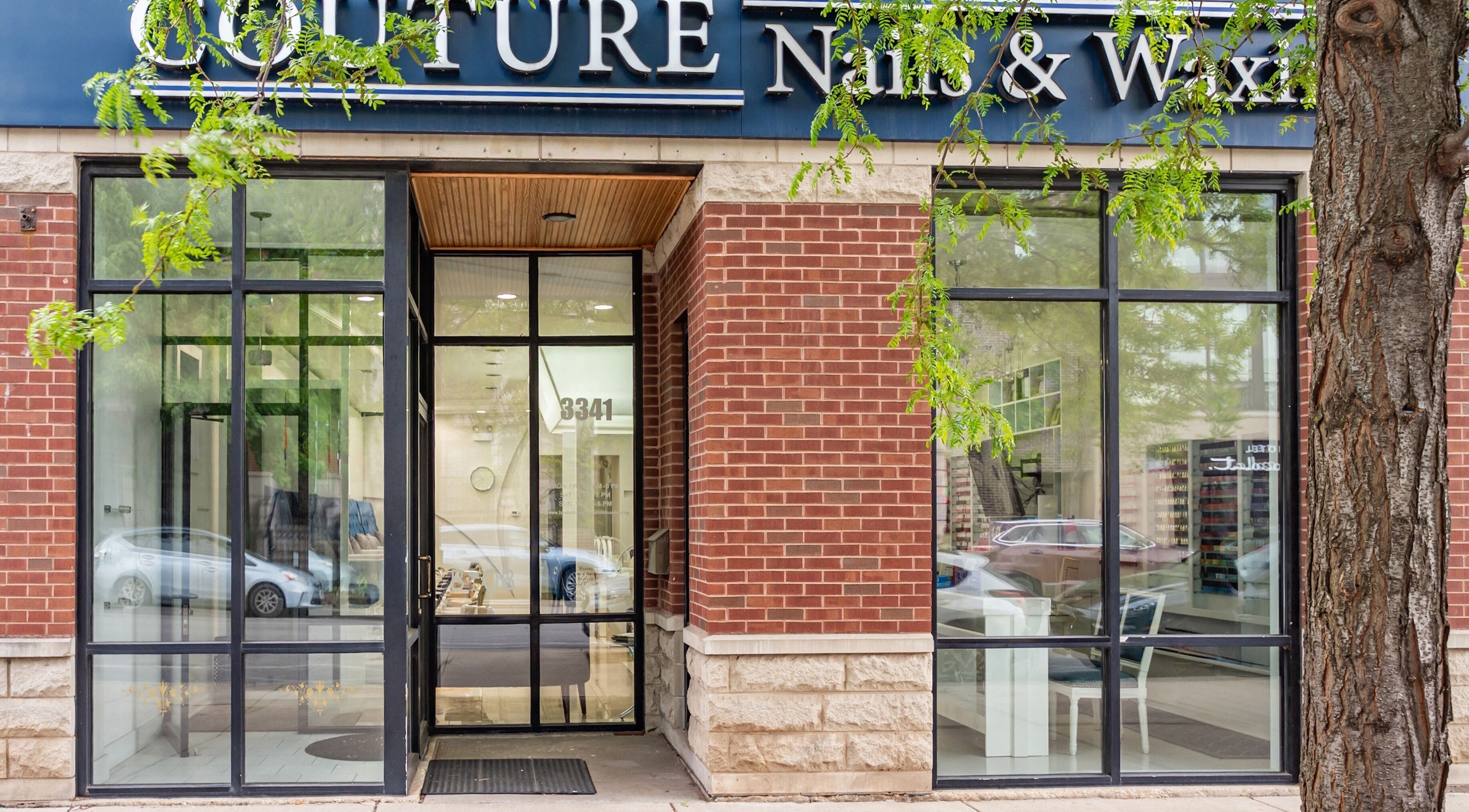 Exterior view of Couture Nails and Waxing, located in Chicago, Illinois, US.