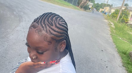 Intricate braids styled at Hair Affair, Eastlynne, Saint George, BB showcasing expert craftsmanship.