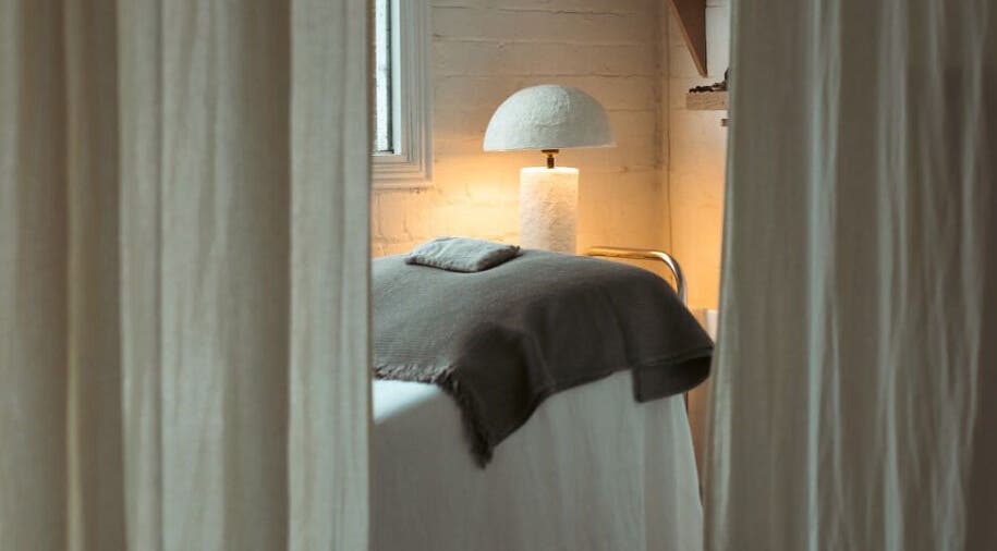 Tranquil massage room at In Our Neighbourhood Apothecary, London, England, GB.