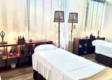 Relaxing spa room at Earth&Sky, Sant Antoni De Portmany, Illes Balears, ES, featuring soothing decor and massage beds.