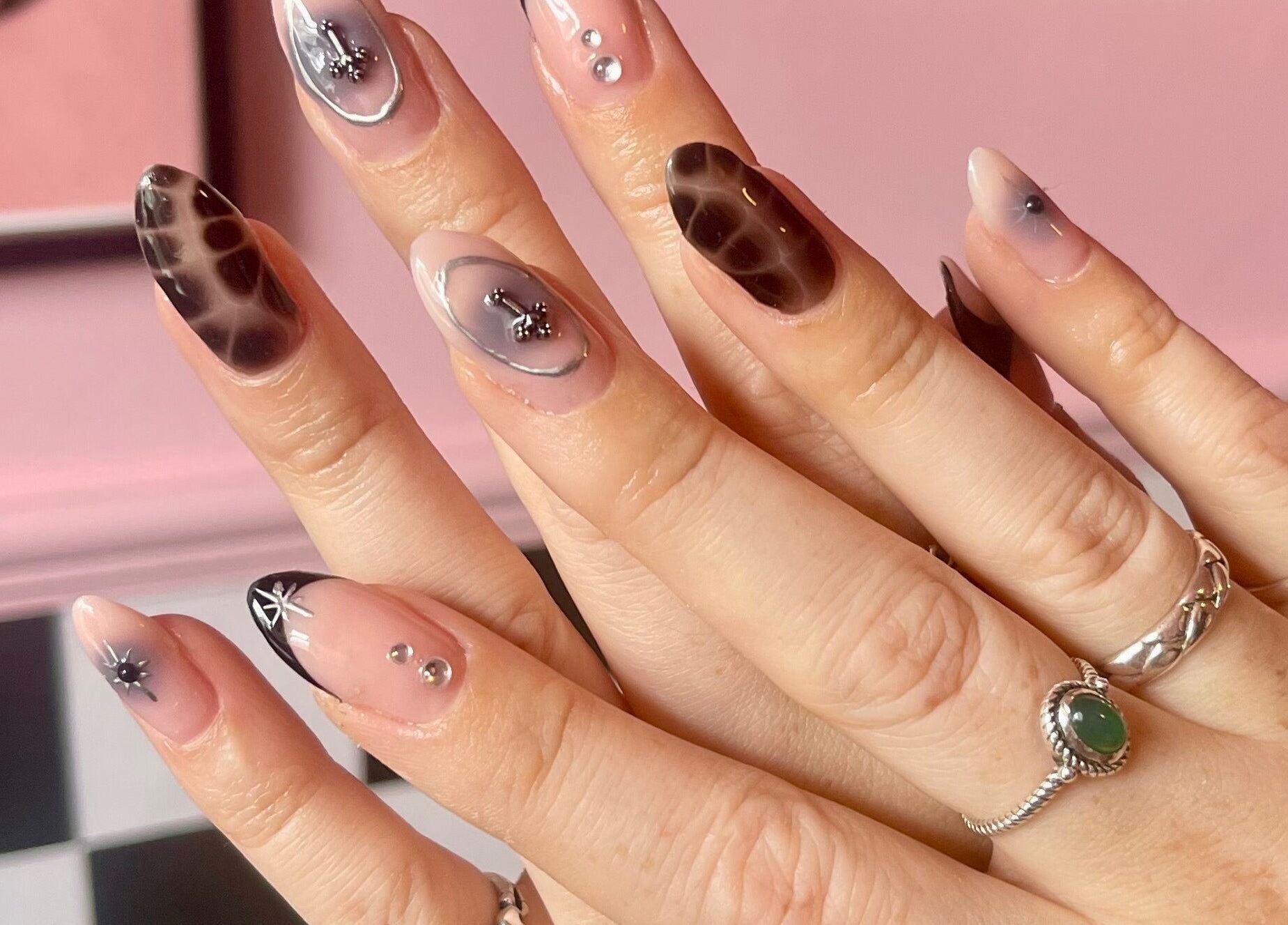 Detailed nail art showcasing unique designs at Nova Nails, Pontypridd, Wales, GB.