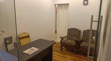 Welcoming reception area at The Orchid Wellness Spa - Hotel Le Ruchi The Prince Mysore in Mysuru, Karnataka, IN.