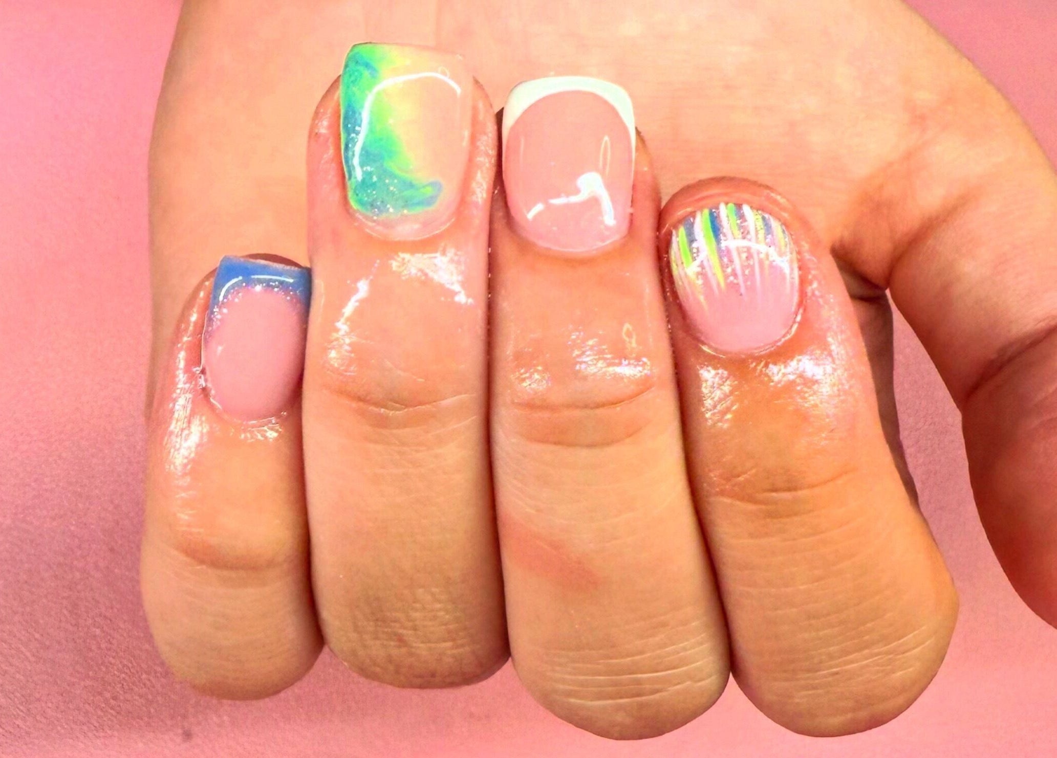 Colorful nail art at Shannon lea Beauty and Nails, Ashton-in-makerfield, England, GB.