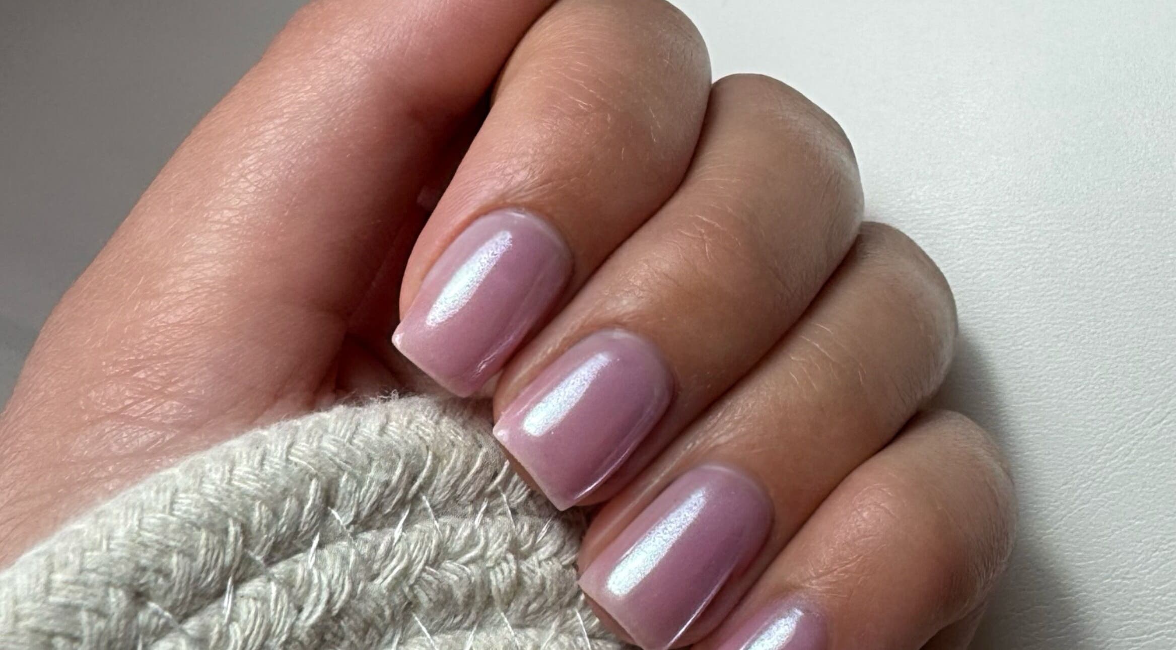 Beautiful pastel pink manicure at Luxe Nails Lounge, Southend-on-sea, England, GB.