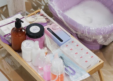 Joly Spa - Home Service, Riyadh offers luxury spa essentials including lotions and bath salts.