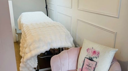 Relaxing treatment bed at Lash Society, Surry Hills, New South Wales, AU, with plush decor.