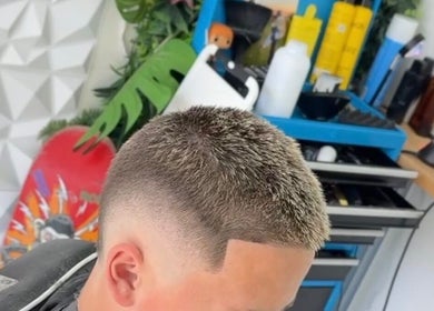 Clean buzz cut at Wakes Barbershop Newquay, England, GB, showcasing expert styling.