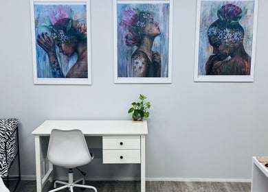 Interior of Smooth Skin Clinic in Esperance, Western Australia featuring elegant art and minimalistic decor.