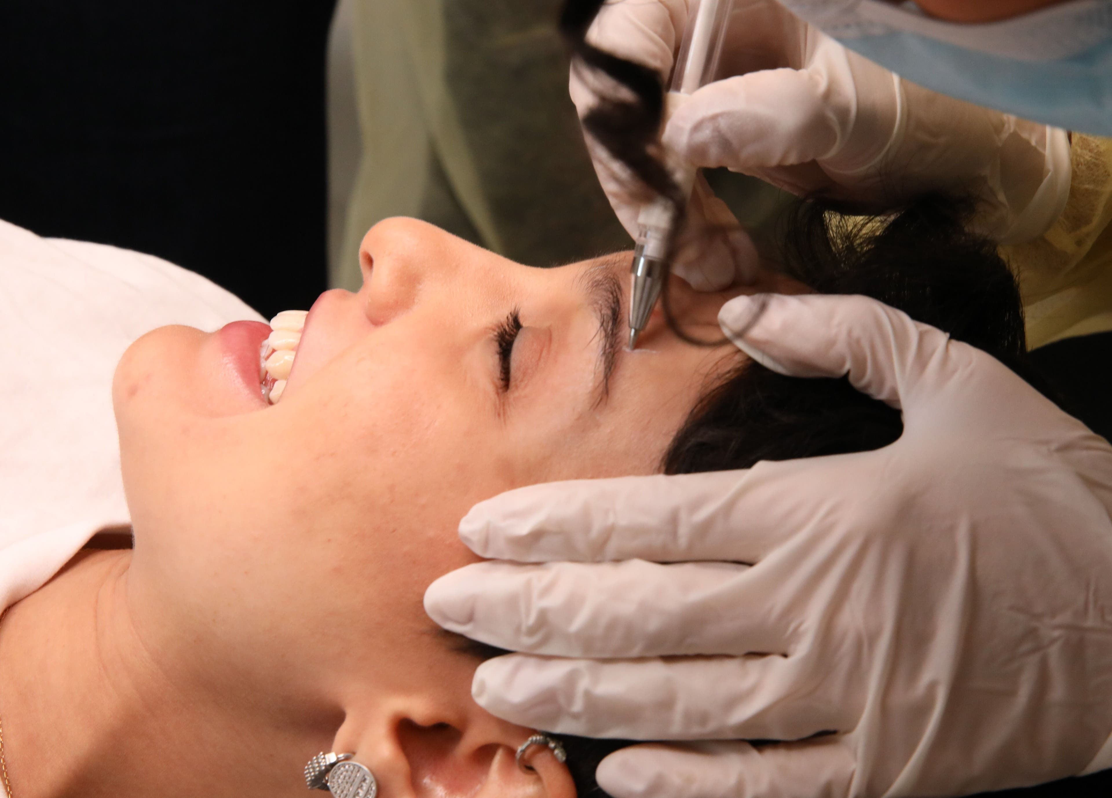 Eyebrow threading at The Brows Lounge, الرياض, منطقة الرياض, SA. Close-up of expert brow care.