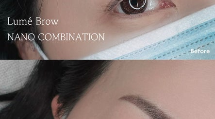 Nano brow combination treatment before and after at Lumé Beauty Studio, Markham, Ontario, CA.