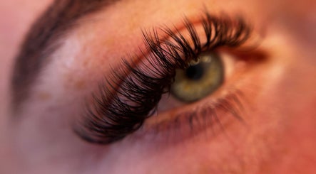 Closeup of eyelash extensions at The GirlsClub Lashes, Ringwood, England, GB. Perfectly styled for elegance.