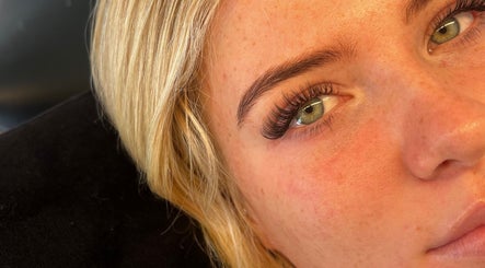 Close-up of eye with lush lashes at The GirlsClub Lashes, Ringwood, England, GB.