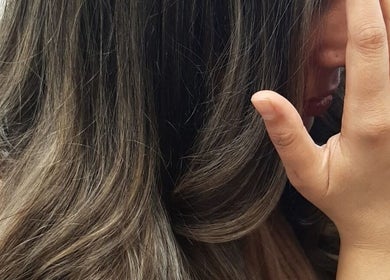 Close-up of styled hair at Hair Fashion 3000 in Ajax, Ontario, CA showcasing smooth, shiny locks.