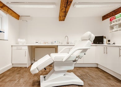 Modern treatment room at Get The Glo Wellness & Beauty, Millhouse Clinics, Alvechurch, England, GB.