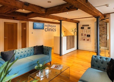 Reception area at Get The Glo Wellness & Beauty at Millhouse Clinics, Alvechurch, England, GB.