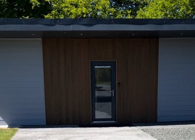 RS Skincare entrance with sleek modern facade in Cumbernauld, Scotland, GB.