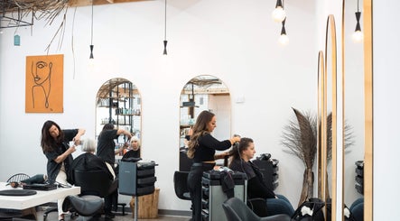 Stylish hair salon interior at Linea Of The Yarra Valley, Lilydale, Victoria, AU showcasing hair styling.