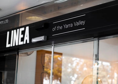 The entrance sign of Linea Of The Yarra Valley in Lilydale, Victoria, AU, reflecting modern elegance.