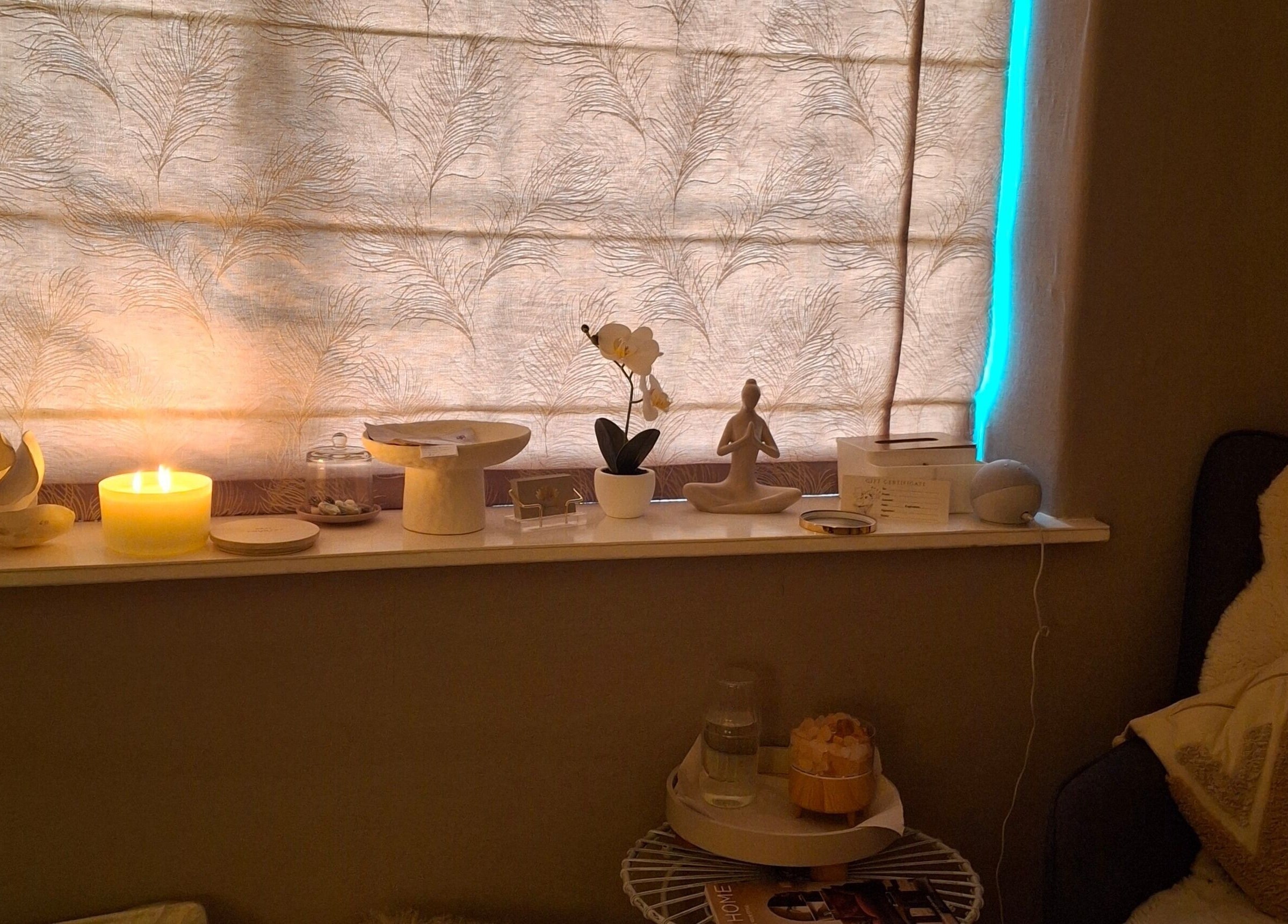 Cozy, serene setting at Bliss Facials, Llandudno Junction, Wales, GB, featuring soft lighting and calming decor.