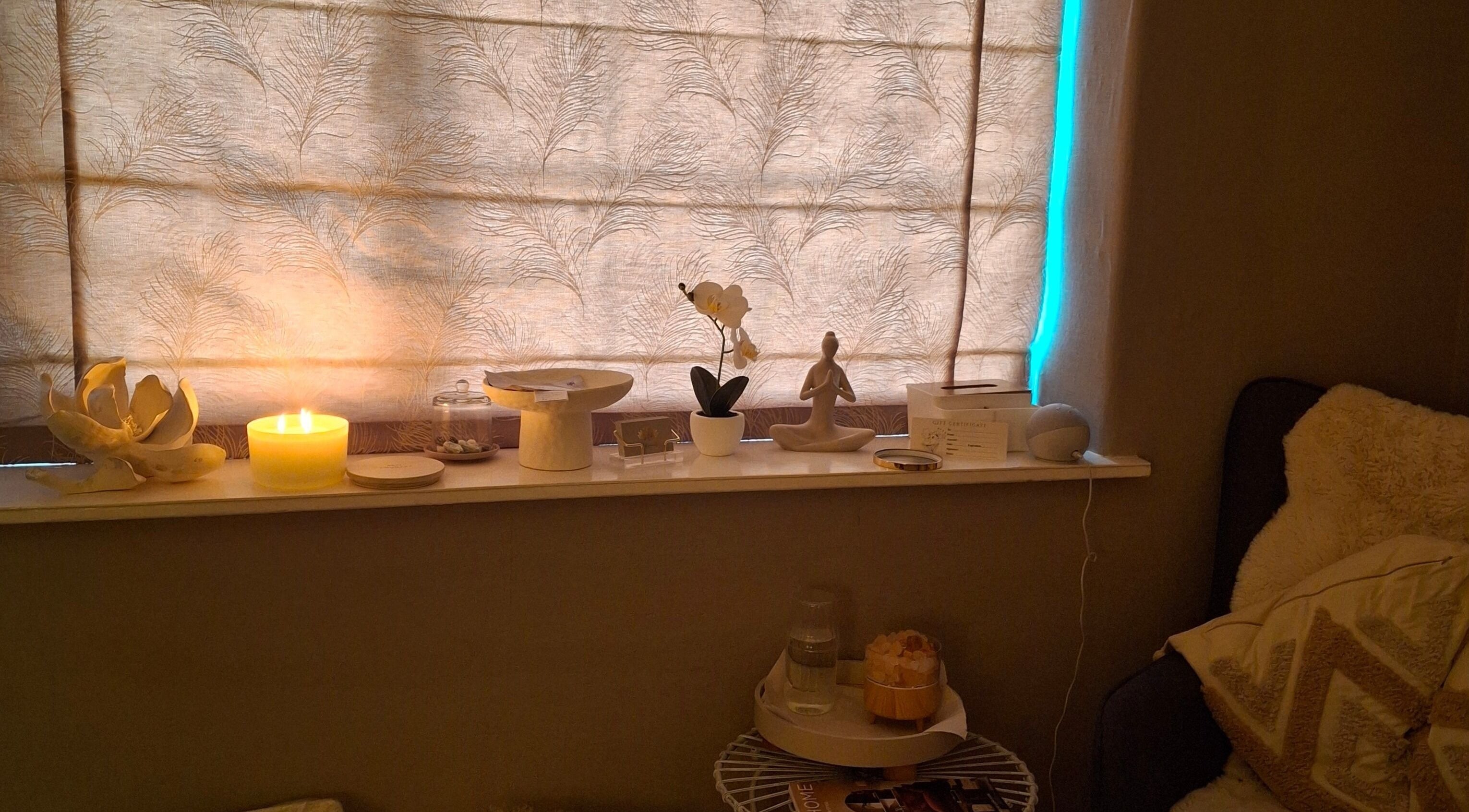 Cozy, serene setting at Bliss Facials, Llandudno Junction, Wales, GB, featuring soft lighting and calming decor.