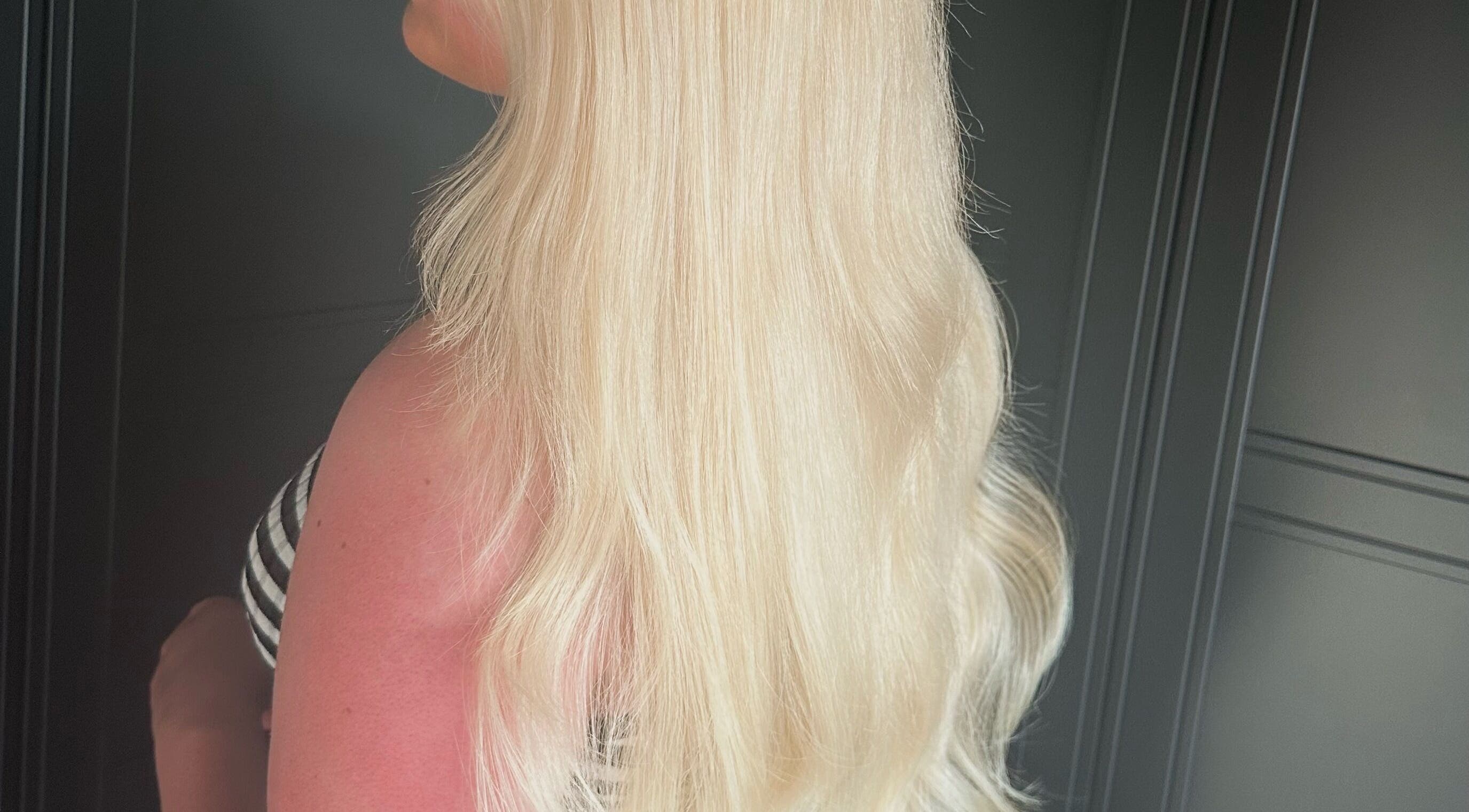 Long, sleek blonde hair captured in Mob Hair Mobile Appointments, Giltbrook, England, GB.