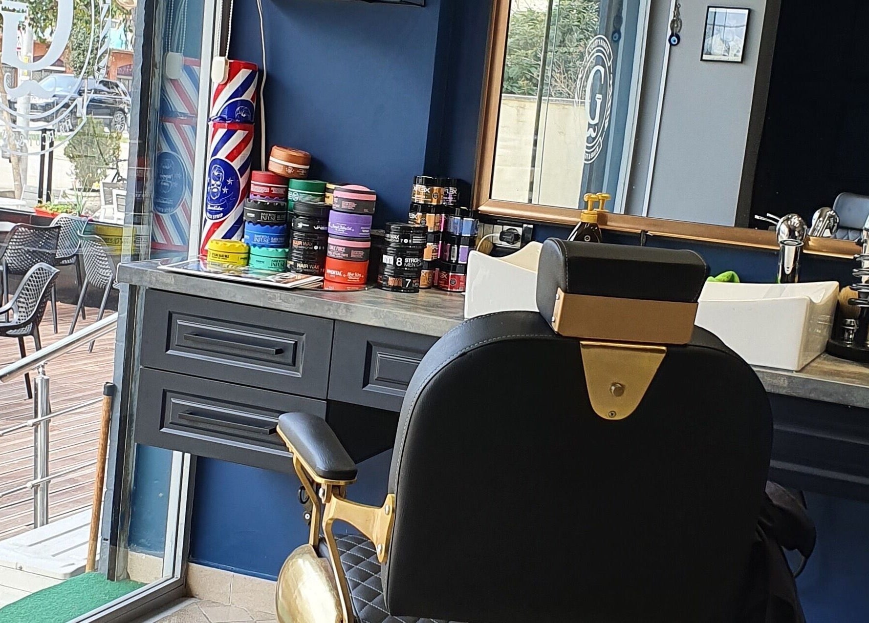 Barber G Shop interior showcasing stylish chair and grooming products in Durrës, Durrës County, AL.