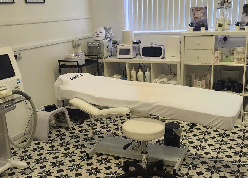 Treatment room at Bloom Skin Studio with equipment and relaxation setup, Burton Upon Trent, England, GB.