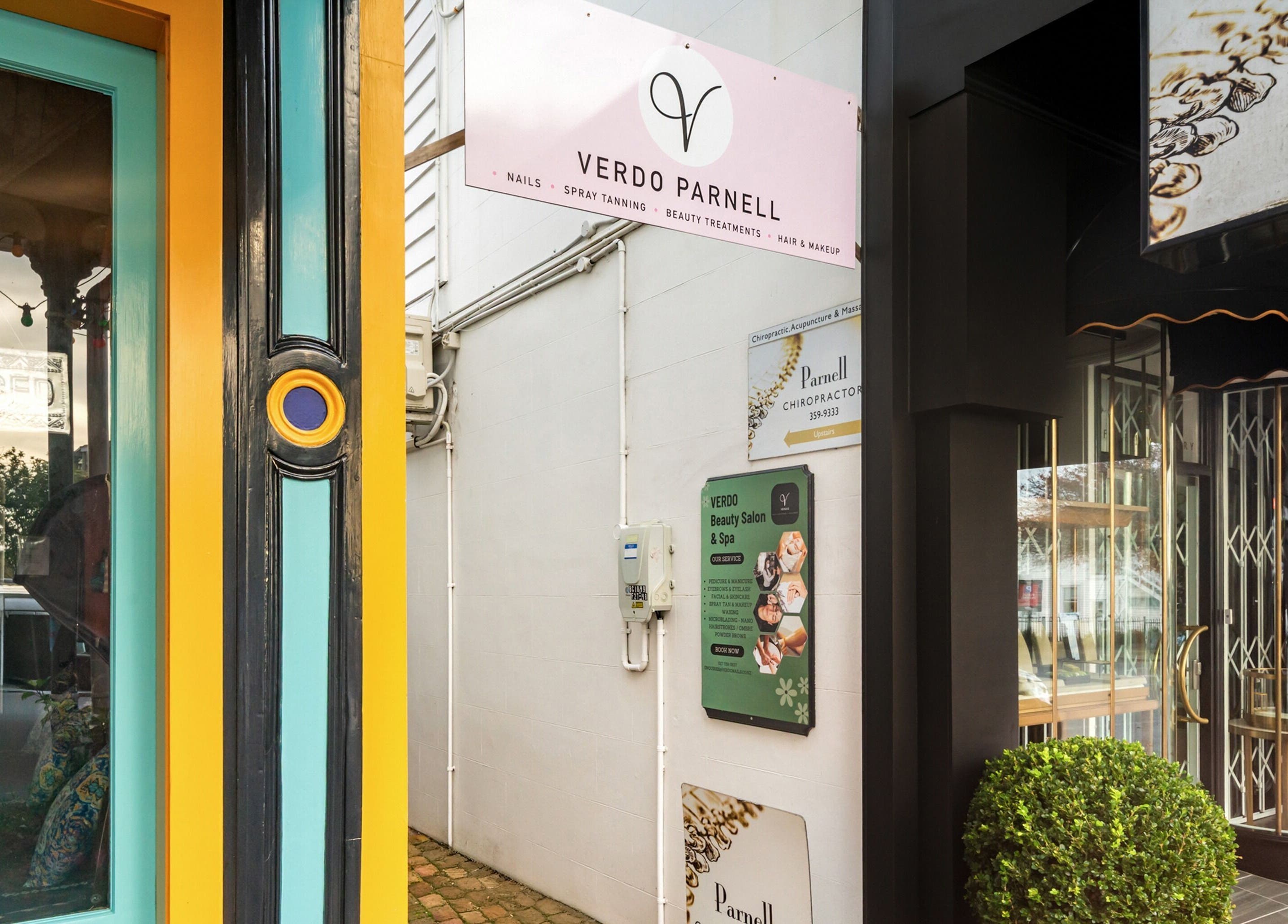 Verdo Beauty Parnell exterior showing signage in Auckland, NZ.