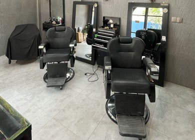 Modern barber chairs at Barbershop AK-15 in Nusa Tenggara Barat, Nusa Tenggara Barat, ID.