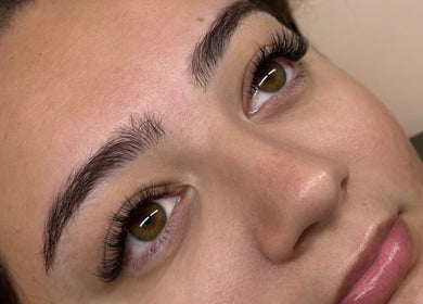 Close-up of eyelash extensions at Peachy Lash Bar, Ballajura, Western Australia, AU.