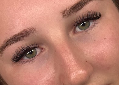 Close-up of stunning eyelash extensions at Peachy Lash Bar, Ballajura, Western Australia, AU.