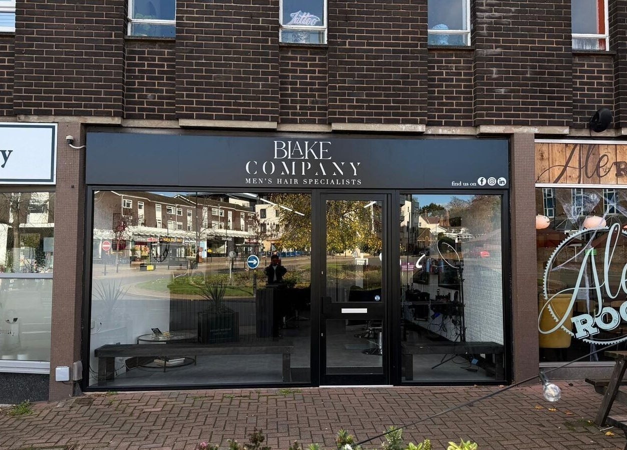 Blake Company storefront in Kenilworth, England, GB showcasing modern salon design.