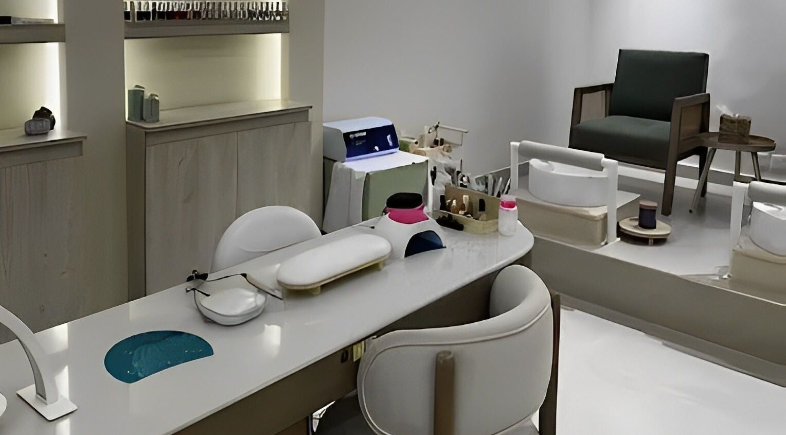 Modern nail care area at Olva Spa I أولفا سبا, Riyadh, Riyadh Province, SA, featuring polished decor.