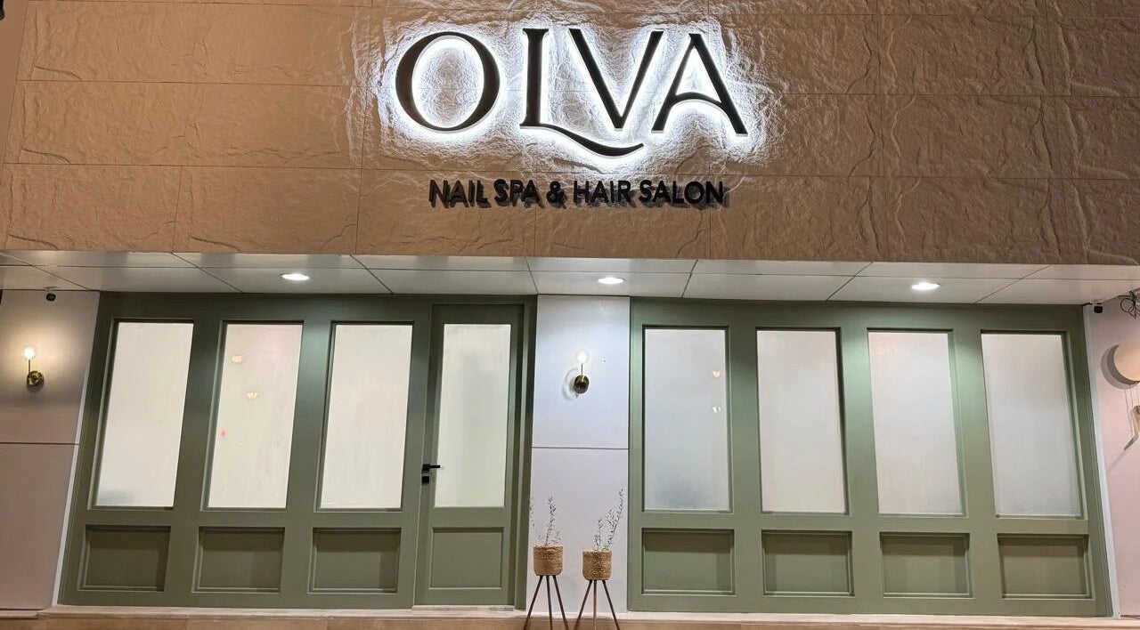 Front entrance of Olva Spa I أولفا سبا in Riyadh, Riyadh Province, SA with elegant signage and decor.