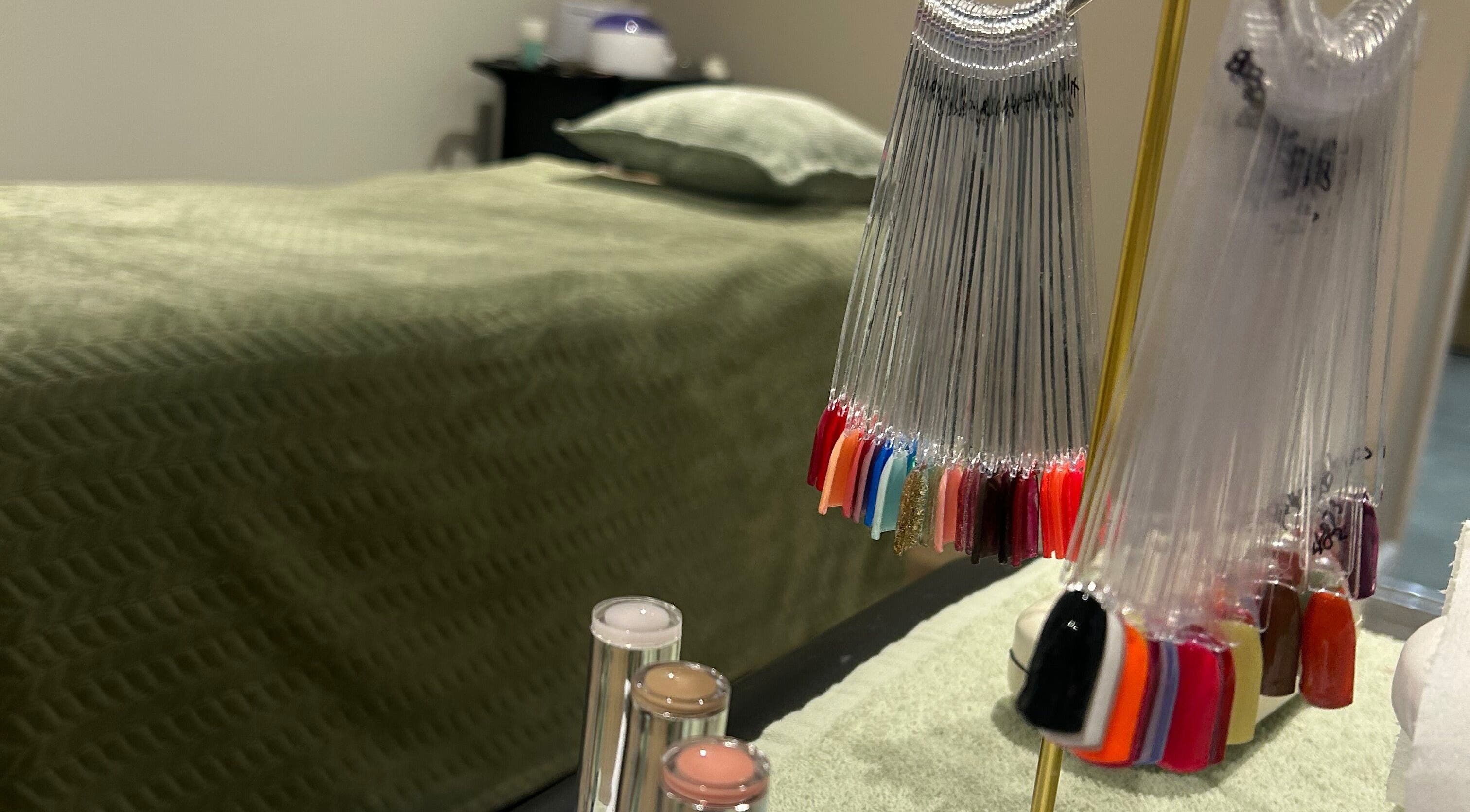 Nail polish display at Sophie's Ultimate Beauty in Deeping Saint James, England, GB.