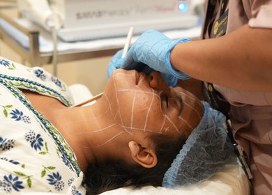 Facial treatment underway at Vivo Mumbai, Mumbai, Maharashtra, IN, highlighting professional skincare.