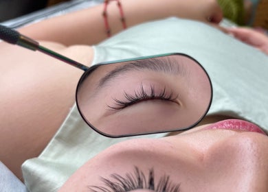 Close-up of lash extension at Killer Rose Lash, Arlington, Virginia, US, showcasing expert application.