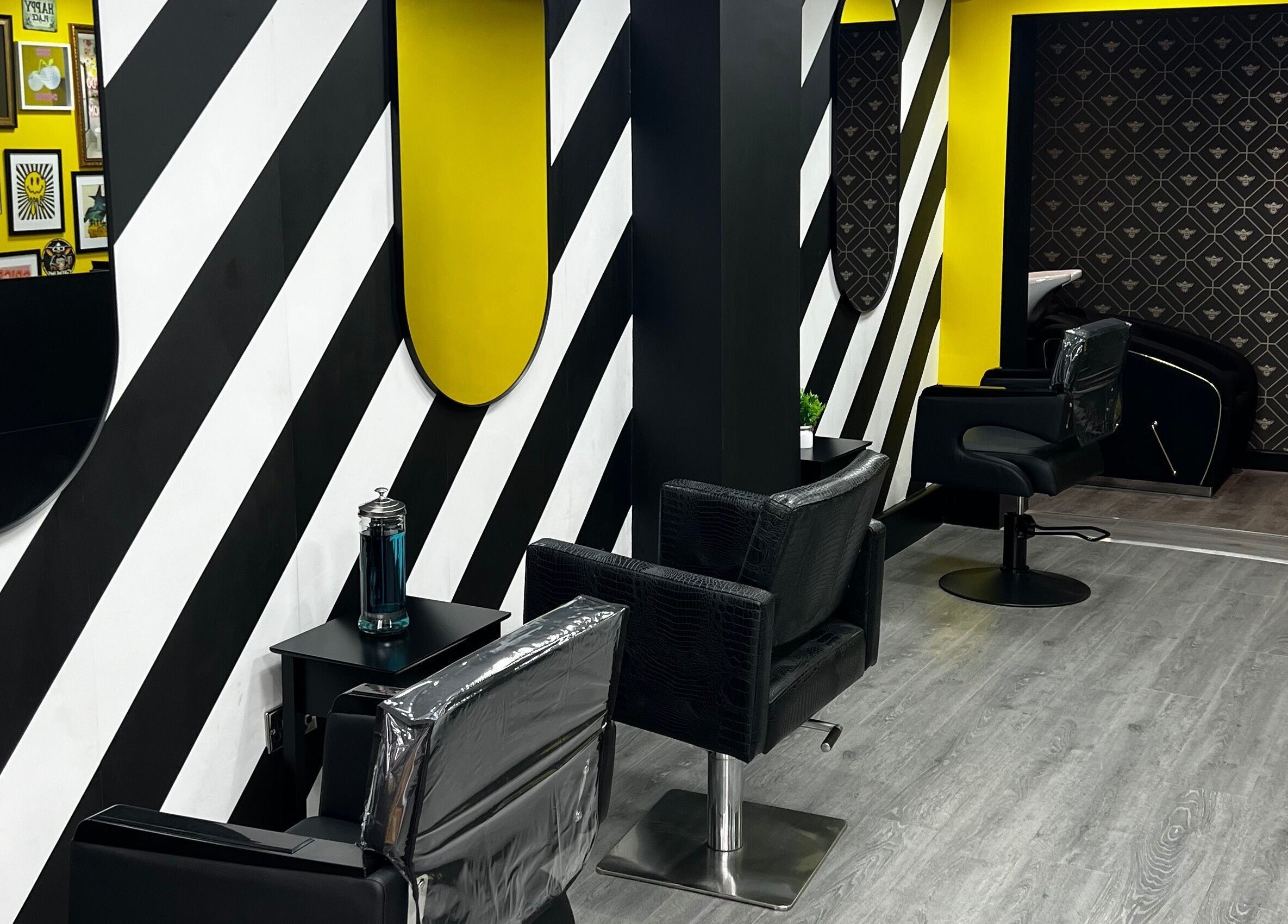 Modern and elegant interior of MMS Mattys Mane Studio in Stockport, England, GB featuring chic decor.