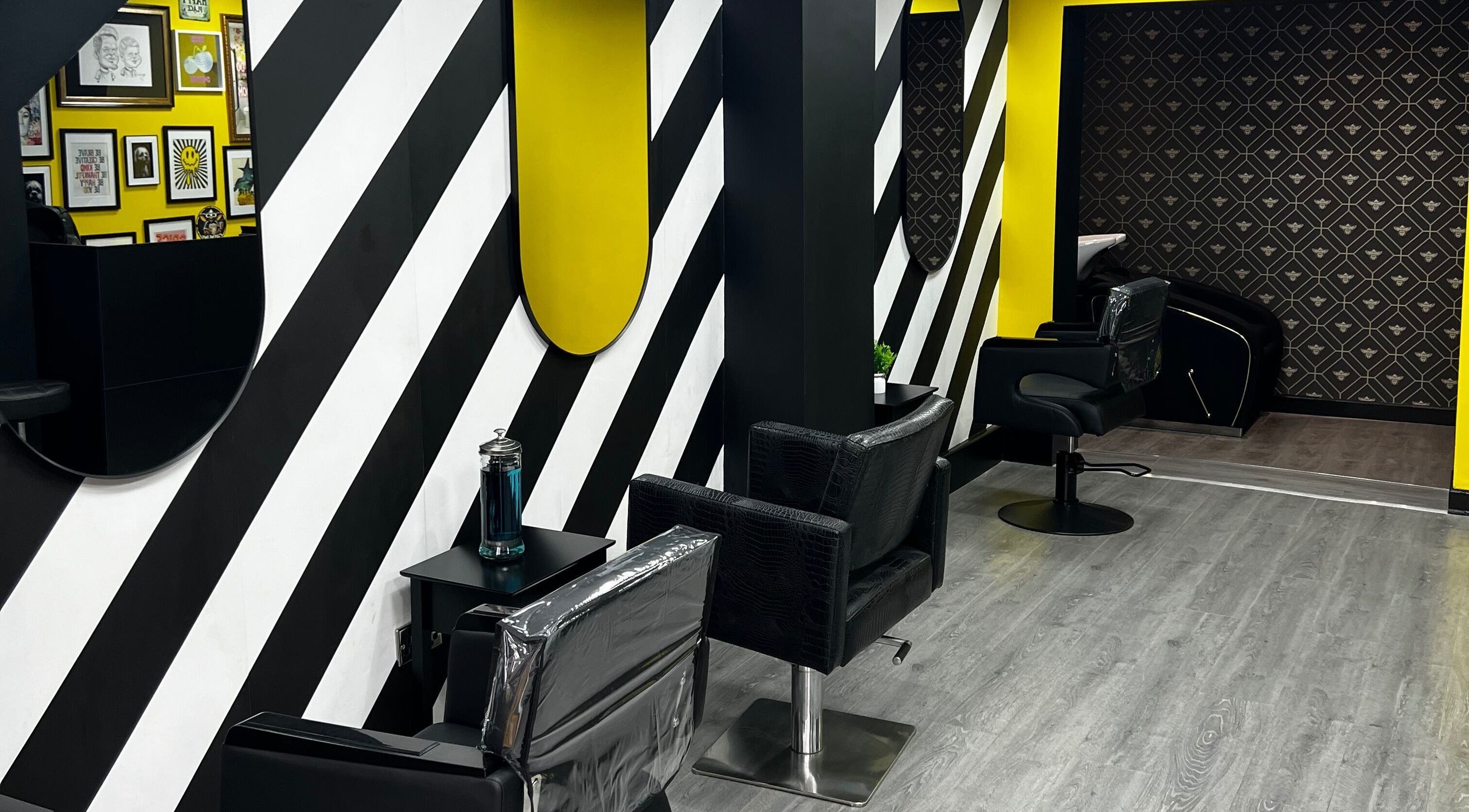 Modern and elegant interior of MMS Mattys Mane Studio in Stockport, England, GB featuring chic decor.