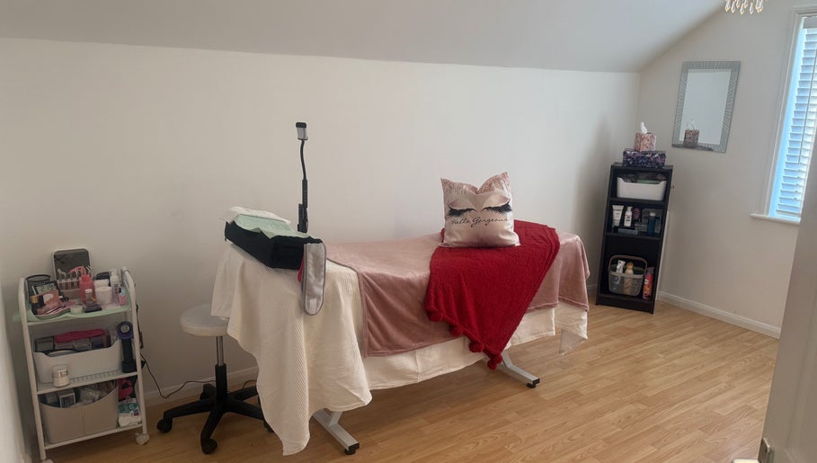 Comfortable treatment room at Glow Up By Gia in Hemsworth, West Yorkshire, England, GB with modern decor.