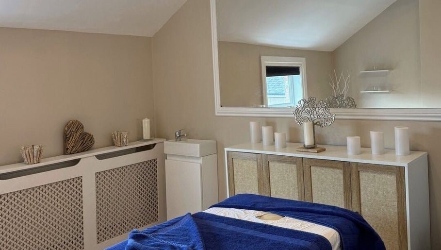 Cozy treatment room at Sorelle Beauty House, Lytham St Annes, England, GB with calming decor.