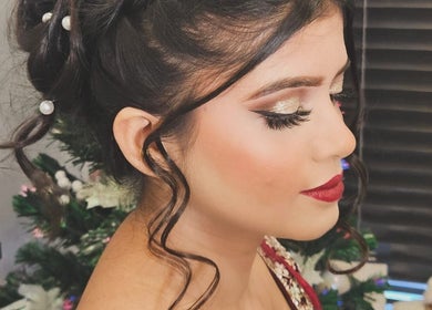 Elegant makeup artistry by Vanessa's Makeup LTD at Botanica, Datchet, England, GB features festive look.