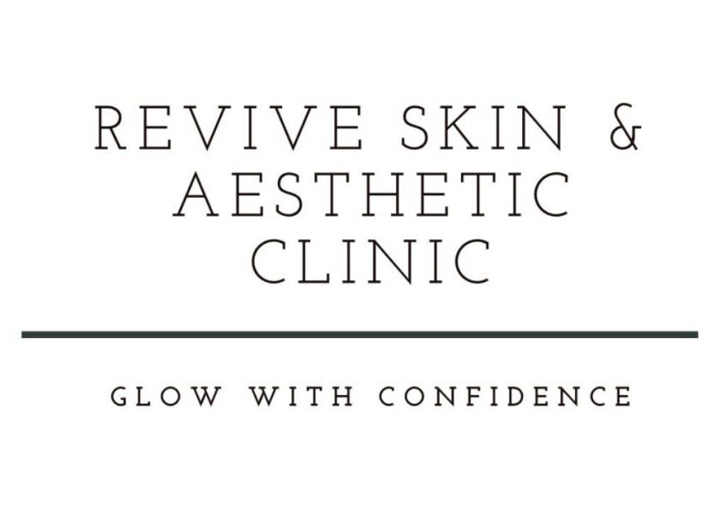 Revive Skin & Aesthetic Clinic logo with 'Glow with Confidence' slogan in Abergavenny, Wales, GB.