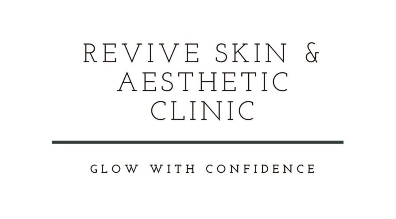 Revive Skin & Aesthetic Clinic logo with 'Glow with Confidence' slogan in Abergavenny, Wales, GB.