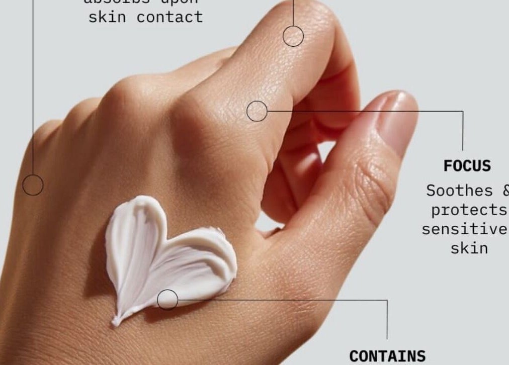 Hand with soothing cream applied at Revive Skin & Aesthetic Clinic, Abergavenny, Wales, GB.