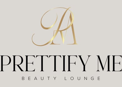 Prettify Me Beauty Lounge logo in Willemstad, Curaçao, CW with gold initials and black text.
