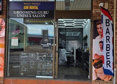 Front view of Grooming Guru Unisex Salon at Ingleburn, New South Wales, AU, showcasing its inviting entrance.