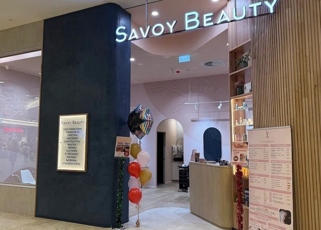 Entrance of Savoy Beauty - Mandurah in Mandurah, Western Australia, AU with inviting decor and elegant signage.